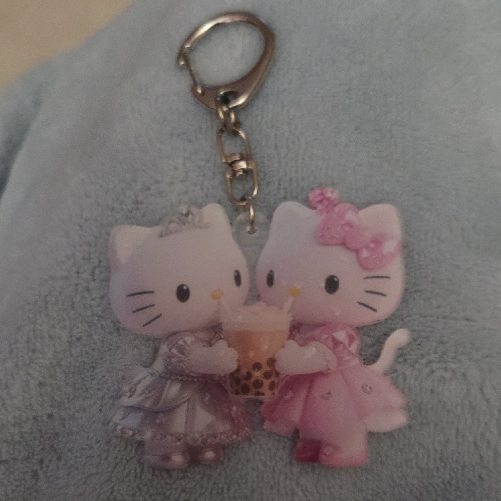 Keychain, Cute Pink and Silver Cat  NWOT